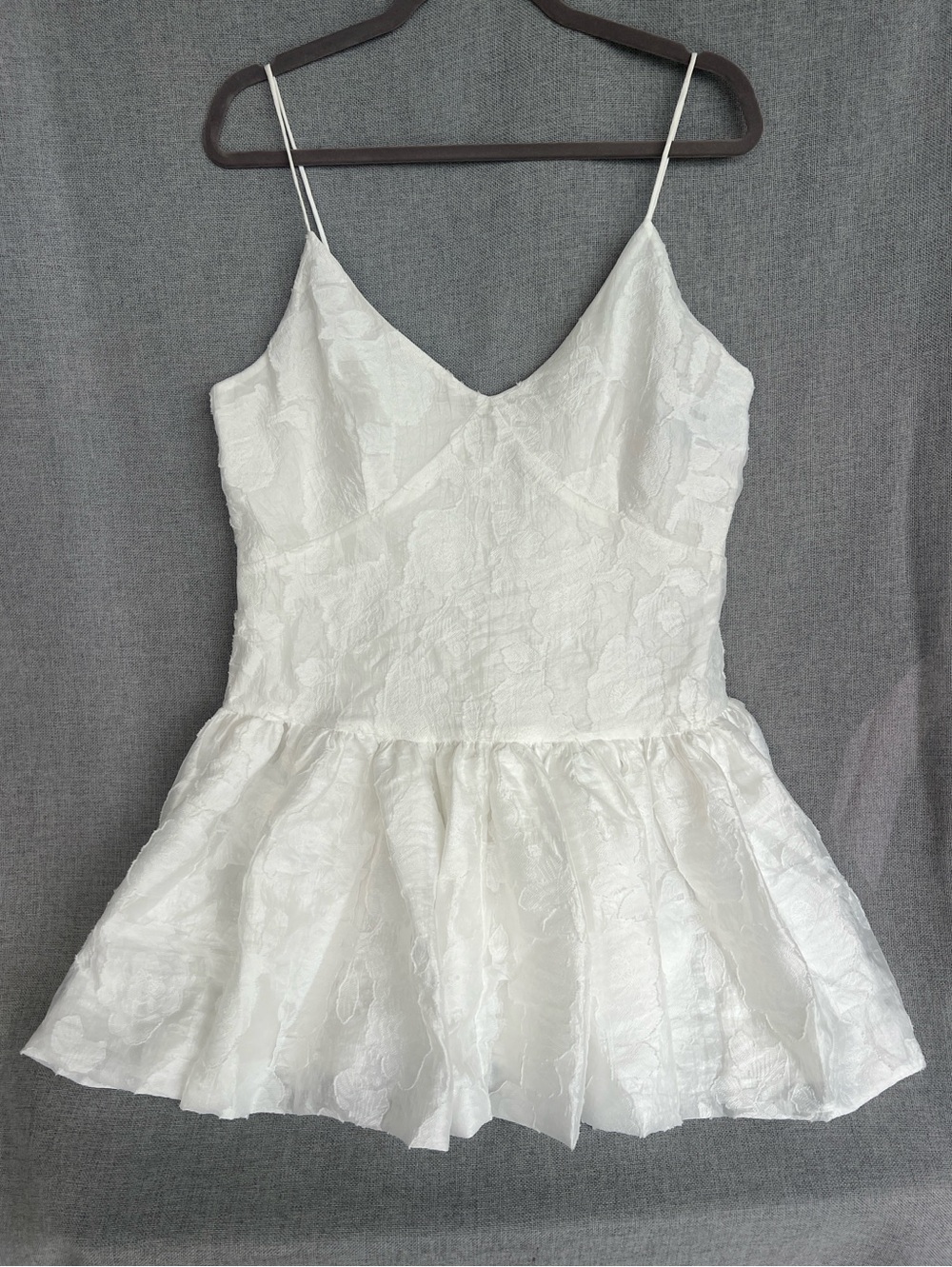 Caroline Constas  jacquard puff skirt spaghetti straps mini dress size white - Picture 3 of 15